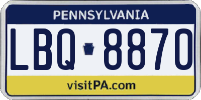 PA license plate LBQ8870