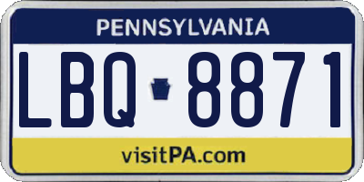 PA license plate LBQ8871