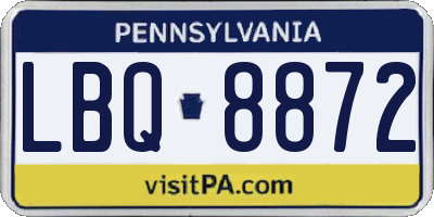 PA license plate LBQ8872