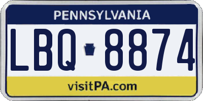 PA license plate LBQ8874
