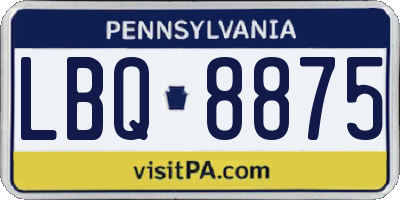 PA license plate LBQ8875