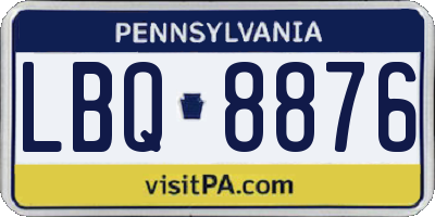 PA license plate LBQ8876