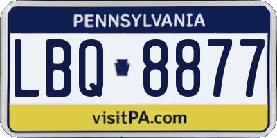 PA license plate LBQ8877