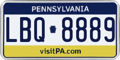 PA license plate LBQ8889