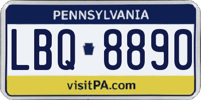 PA license plate LBQ8890
