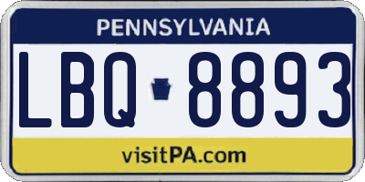PA license plate LBQ8893