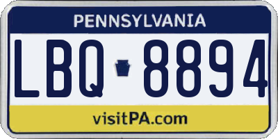 PA license plate LBQ8894