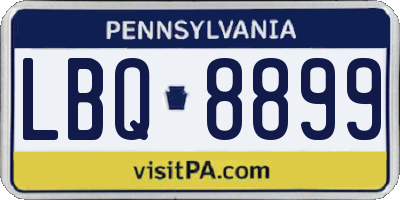 PA license plate LBQ8899