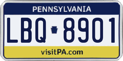 PA license plate LBQ8901