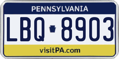 PA license plate LBQ8903
