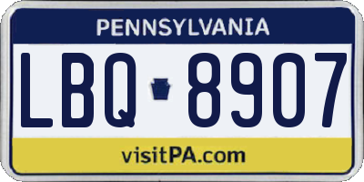 PA license plate LBQ8907
