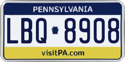 PA license plate LBQ8908