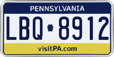 PA license plate LBQ8912