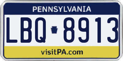 PA license plate LBQ8913