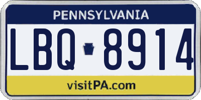 PA license plate LBQ8914