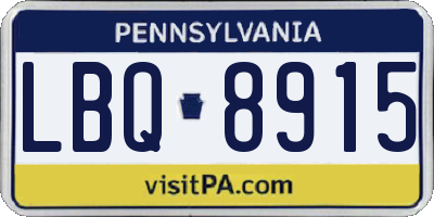 PA license plate LBQ8915