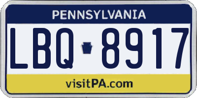 PA license plate LBQ8917