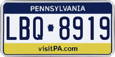 PA license plate LBQ8919