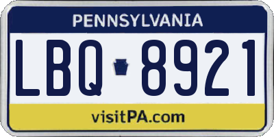 PA license plate LBQ8921