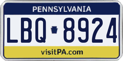 PA license plate LBQ8924