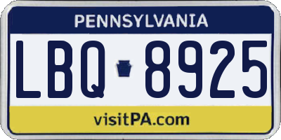 PA license plate LBQ8925