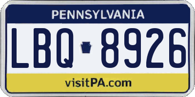 PA license plate LBQ8926