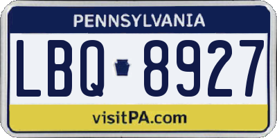 PA license plate LBQ8927