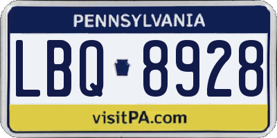 PA license plate LBQ8928