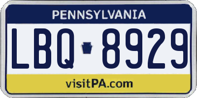 PA license plate LBQ8929