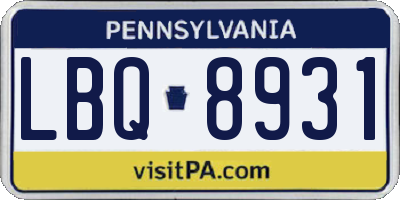 PA license plate LBQ8931