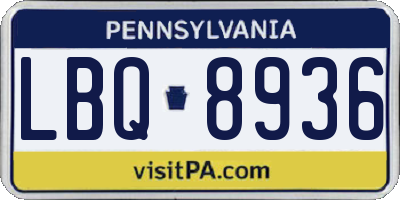 PA license plate LBQ8936