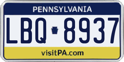 PA license plate LBQ8937