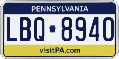 PA license plate LBQ8940