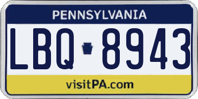 PA license plate LBQ8943