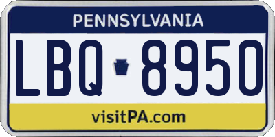 PA license plate LBQ8950