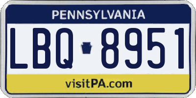 PA license plate LBQ8951