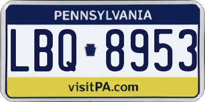 PA license plate LBQ8953
