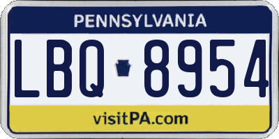 PA license plate LBQ8954