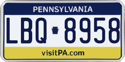 PA license plate LBQ8958