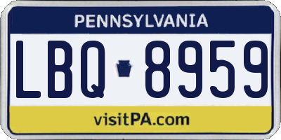 PA license plate LBQ8959