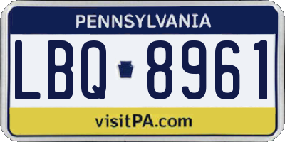 PA license plate LBQ8961