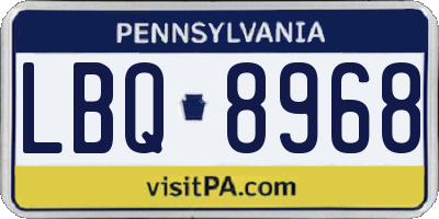 PA license plate LBQ8968