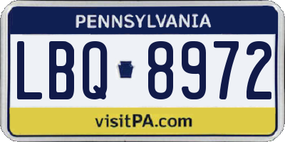 PA license plate LBQ8972