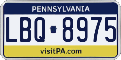 PA license plate LBQ8975