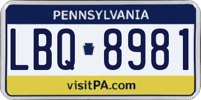 PA license plate LBQ8981