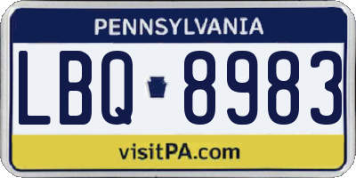 PA license plate LBQ8983