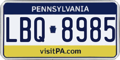 PA license plate LBQ8985