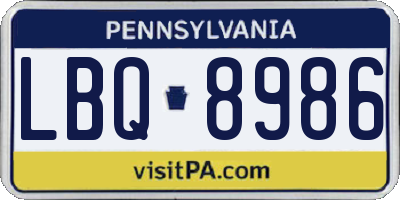 PA license plate LBQ8986