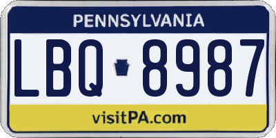 PA license plate LBQ8987