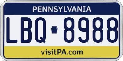 PA license plate LBQ8988